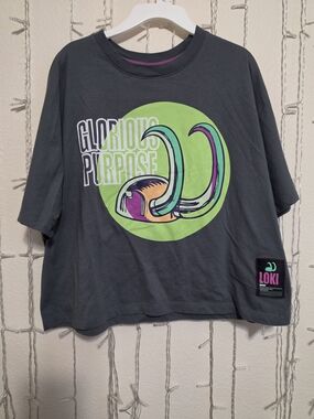 Loki Shirt Women Small Gray Glorious Purpose Marvel Avengers Boxy Disney